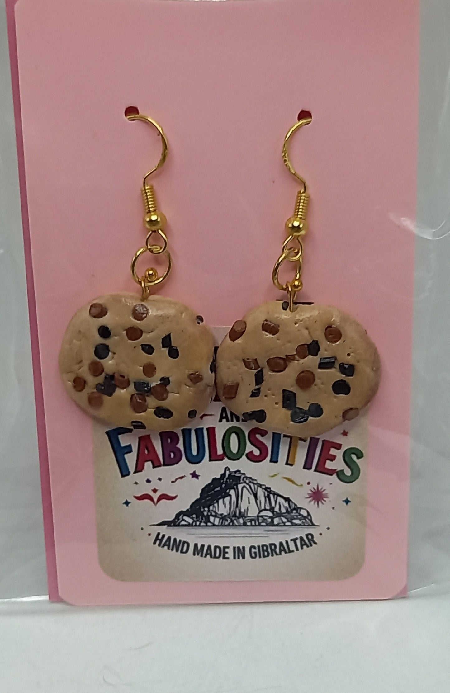 Cookies!! Polymer clay earrings; Choc chip or Choc with choc coloured drops on top