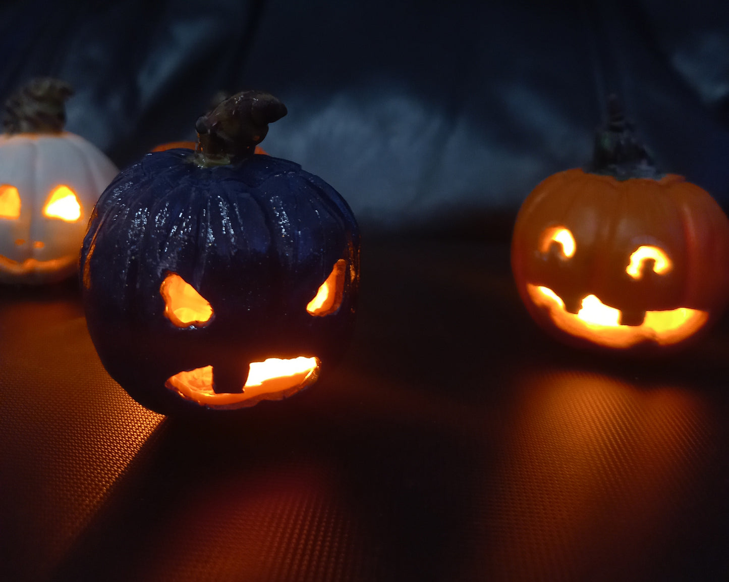 Seasonal polymer clay palm size Jack o'lanterns