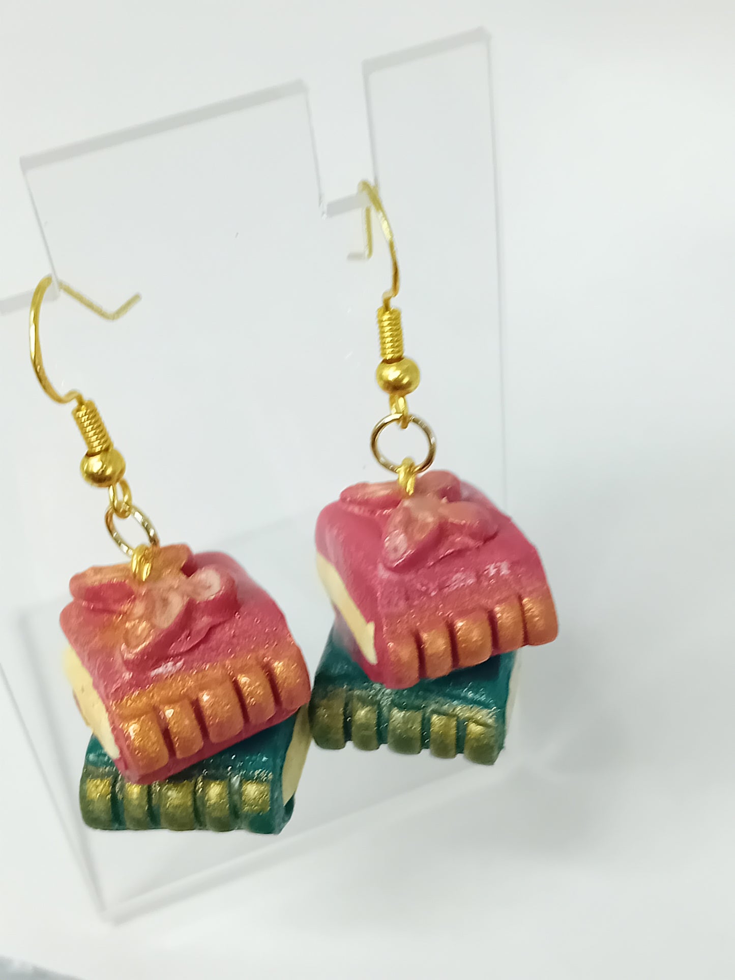 Butterfly book earrings with gold or silver dangles and highlights
